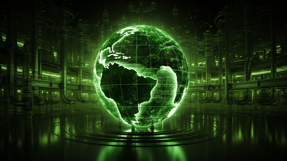潮国创意绿色新能源概念图科技信息地球