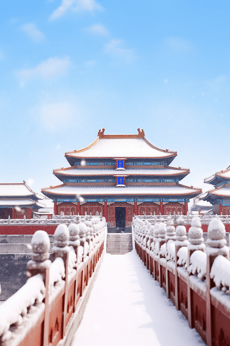 创意建筑雪景故宫摄影图冬天图片冬天冬季