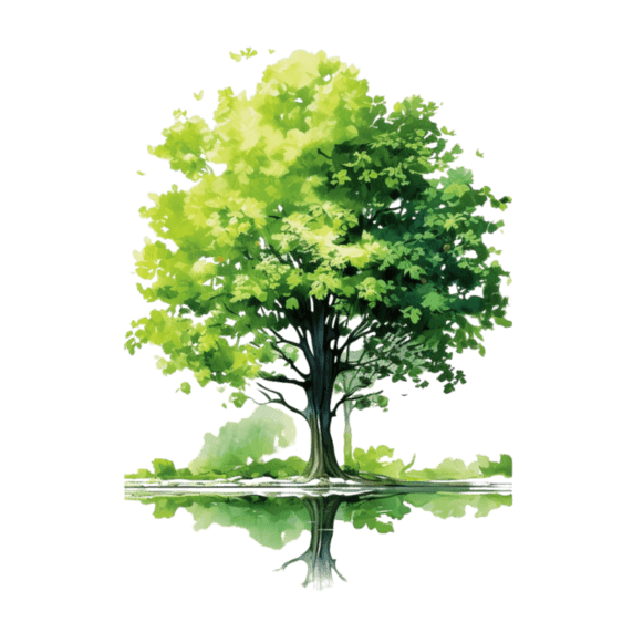 创意ai绿色大树元素立体免抠图案绿植水彩树木