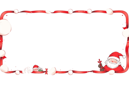潮国创意圣诞节卡通圣诞边框红色圣诞老人手绘元素