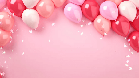 创意流行芭比粉情人节气球背景节日庆祝