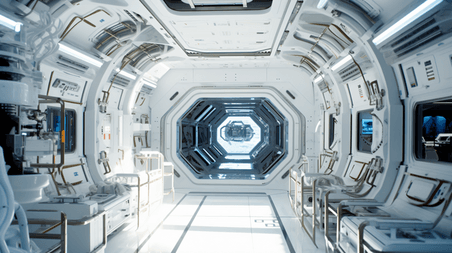 潮国创意太空中的空间站3D场景科技科幻