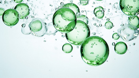 创意白色背景下透明的绿色气泡14