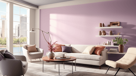 创意现代感客厅粉紫色室内装修家居内饰