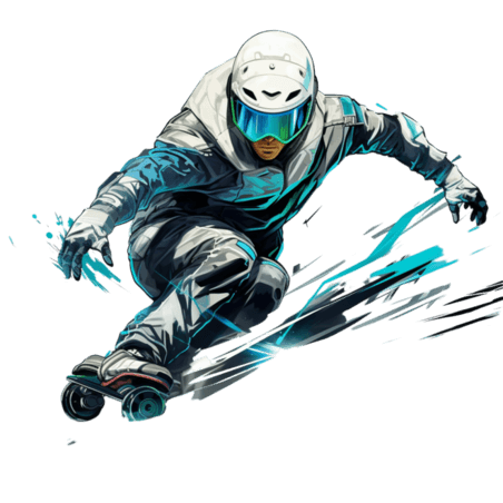 潮国创意网络运动体育竞技比赛运动员人物水彩滑雪