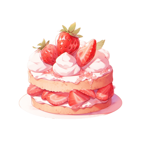 潮国创意草莓蛋糕甜品奶油装饰素材