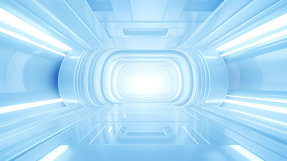 潮国创意浅蓝色未来隧道背景15抽象商务科技电商背景