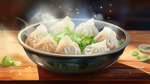 潮国创意中国传统面食美食插画29饺子