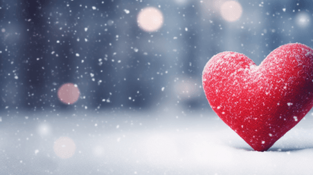潮国创意圣诞节雪地红色爱心背景雪景大雪