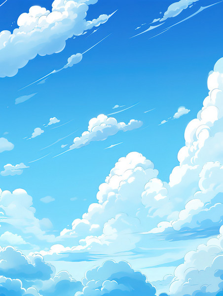潮国创意蓝天白云天空卡通风格5云朵云海