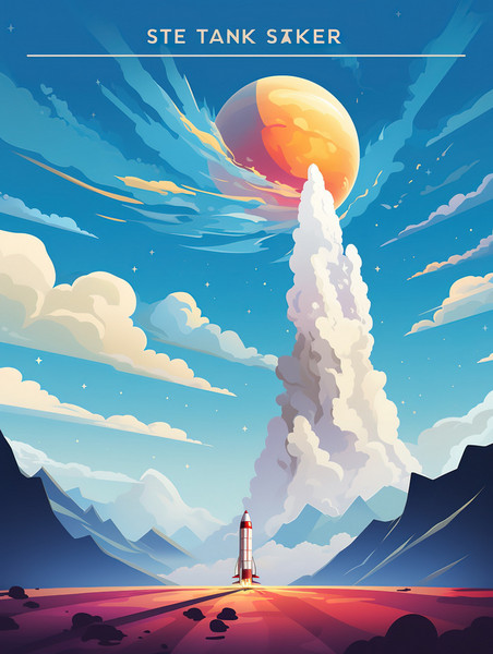 创意火箭发射的海报插图14美式漫画风航天科技