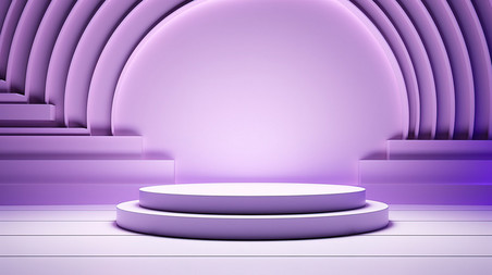创意浅紫色舞台电商3D背景简约抽象