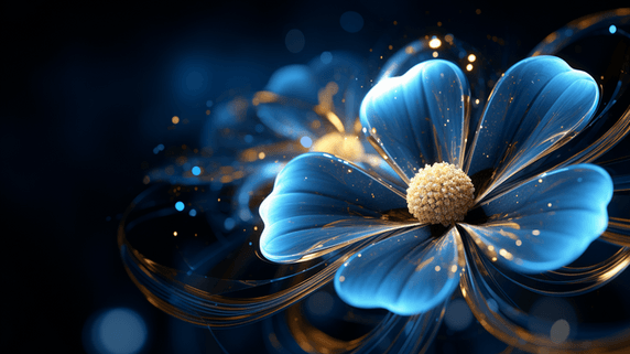 潮国创意深色梦幻盛开的花朵插画17发光的花朵