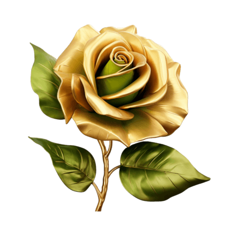 纹理黄金玫瑰元素立体免抠图案情人节金色花朵植物