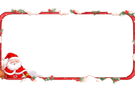 潮国创意圣诞边框红色圣诞老人卡通手绘元素圣诞节