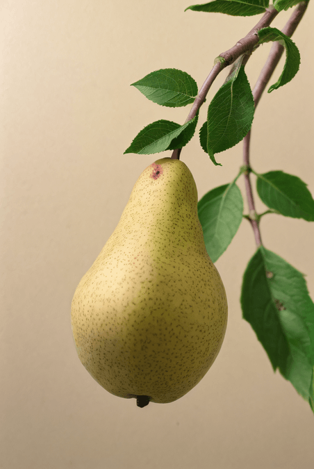 创意树枝上挂着的香梨图生梨水果摄影