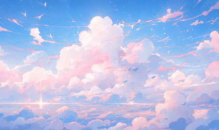 创意唯美梦幻粉色天空云朵
