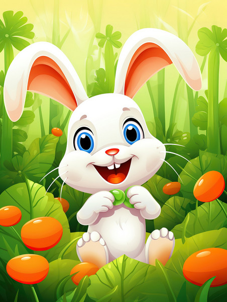 潮国创意可爱快乐的小兔子在胡萝卜地里19