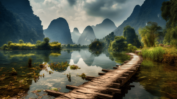 潮国创意山水河流风光桂林旅游景点