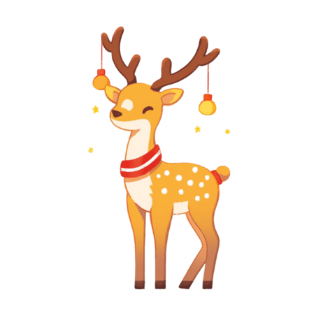 潮国创意圣诞节驯鹿元素卡通手绘动物小鹿