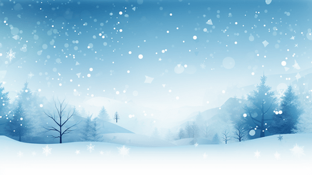 潮国创意蓝色冰天雪地唯美背景2冬天冬季大雪卡通雪景