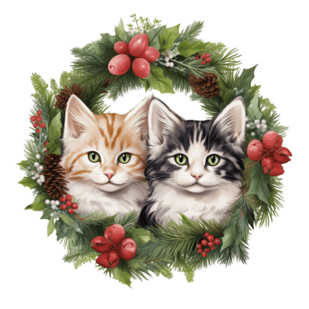 潮国创意圣诞猫猫萌宠元素立体免扣图案动物宠物