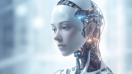 潮国创意面向未来人类生活的机器人和半机械人发展的三维渲染人工智能AI研究。为计算机大脑设计的数字数据挖掘和机器学习技术。
