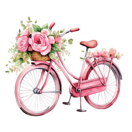 潮国创意自行车AICG花朵元素立体免扣图案浪漫情人节唯美