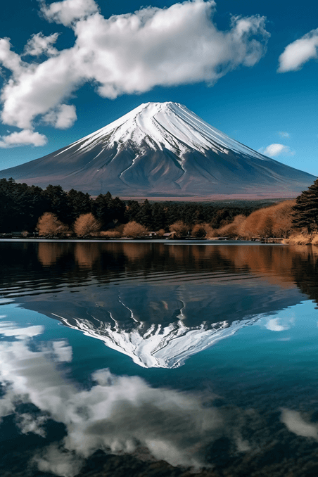 潮国创意日本富士山远景摄影图旅游风景