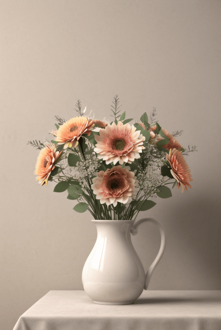创意简约花瓶里的彩色鲜花插花艺术盆栽