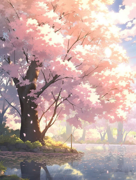 潮国创意美丽的樱花春天气息12植物漫画
