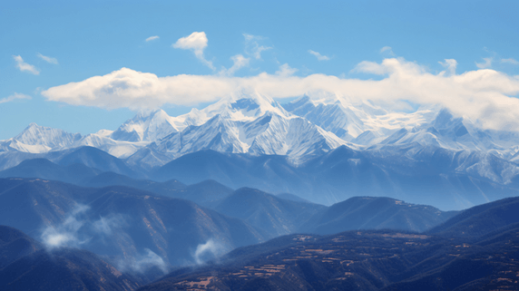 潮国创意辽阔壮丽的雪山美景冬天冬季大雪雪景高山雪山