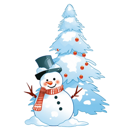 潮国创意圣诞节雪人手绘松树卡通元素