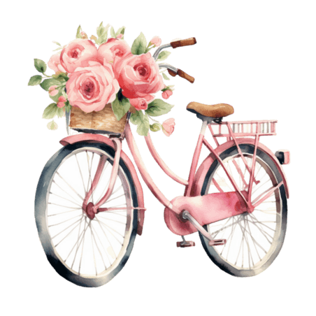 潮国创意自行车花朵写实元素立体免扣图案浪漫情人节唯美