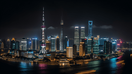 潮国创意上海浦江全景城市航拍俯拍建筑