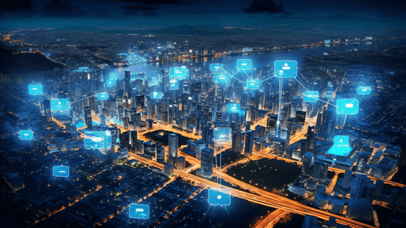 潮国创意中国香港5G互联网智慧城市高速发展概念图科技城市