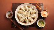 潮国创意一盘营养美味的饺子