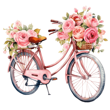 潮国创意自行车花朵元素立体免扣图案浪漫情人节唯美