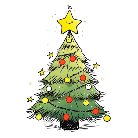 潮国创意圣诞节圣诞树手绘卡通元素