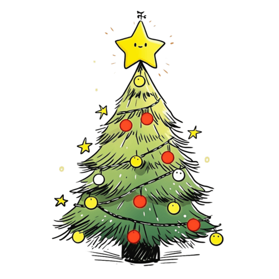 潮国创意圣诞节圣诞树手绘卡通元素