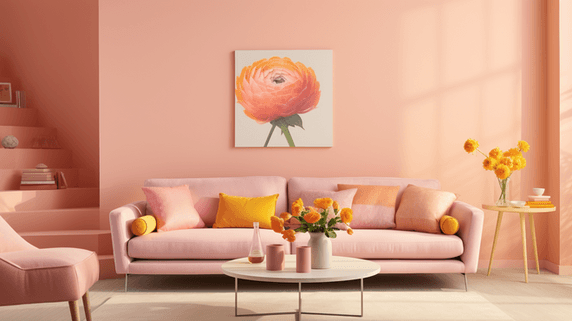 创意现代感客厅一角温馨橙色室内装修家居内饰