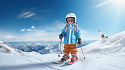 创意冬季滑雪儿童摄影人物运动