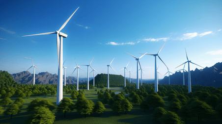 潮国创意新能源清洁能源风力发电摄影图
