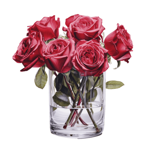 创意ai红色玫瑰元素立体免抠图案情人节花卉植物