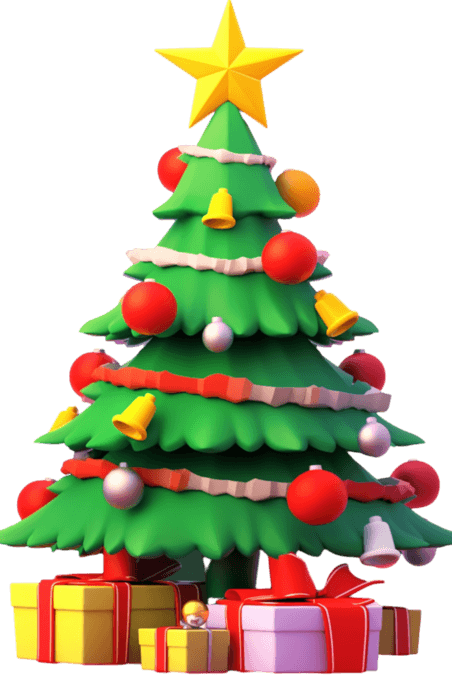 潮国创意绿色圣诞树3d免抠圣诞节元素