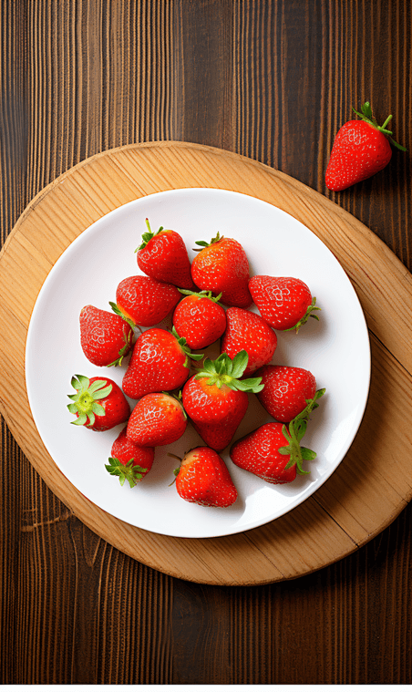 一碟草莓水果产品摄影图1生鲜水果俯拍摆盘