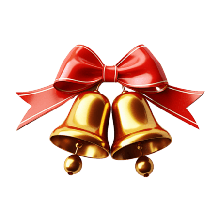潮国创意圣诞节红色蝴蝶结金色铃铛装饰元素
