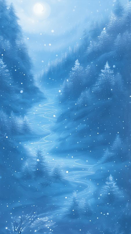 潮国创意蓝色立冬小雪大雪节气雪地雪山风景雪景