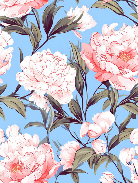 创意复古牡丹花朵背景6家纺面料图案