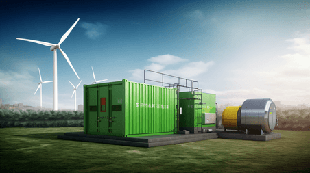 潮国创意新能源清洁能源沼气发电储能仓摄影图